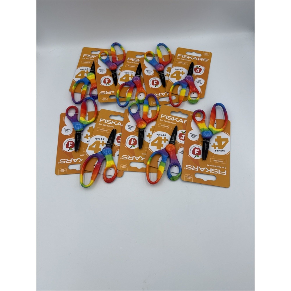 Fiskars 5 Inch Kids Scissors Rainbow Ages 4+ Pointed Tip Safety Edge Lot of 10